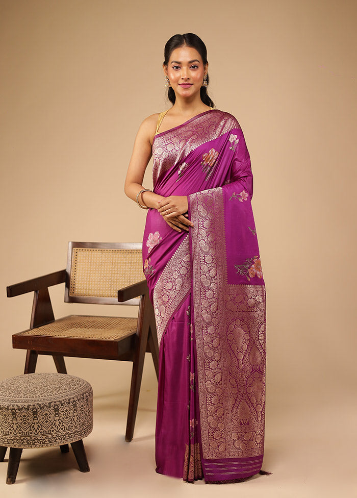 Purple Dupion Silk Saree With Blouse Piece