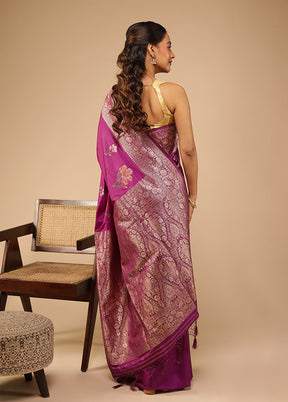 Purple Dupion Silk Saree With Blouse Piece