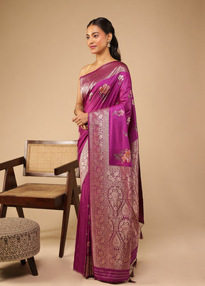 Purple Dupion Silk Saree With Blouse Piece