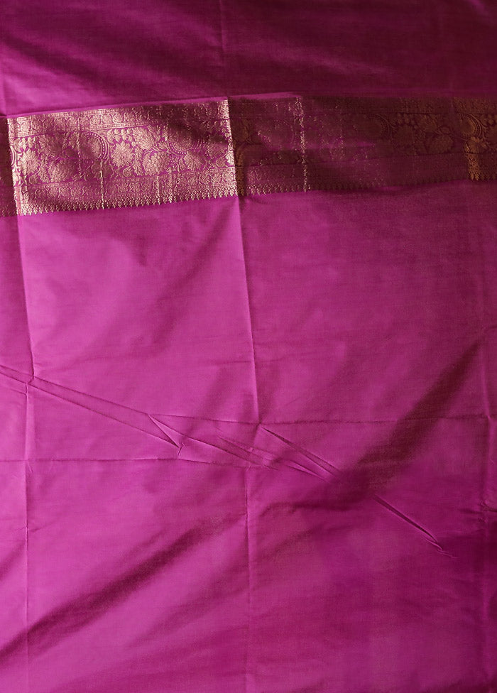 Purple Dupion Silk Saree With Blouse Piece