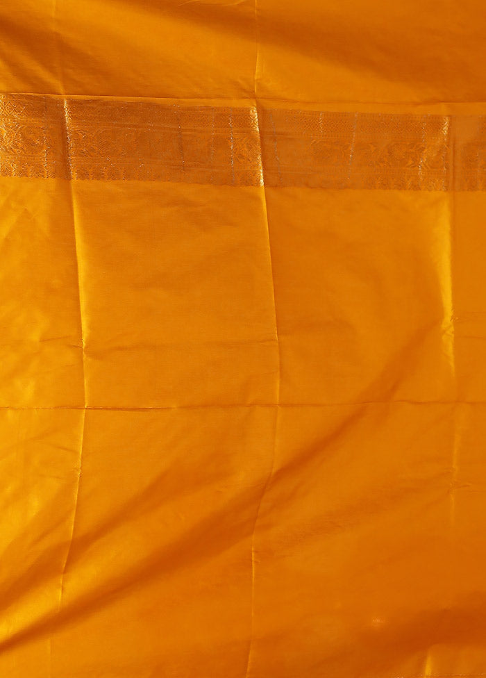 Yellow Dupion Silk Saree With Blouse Piece