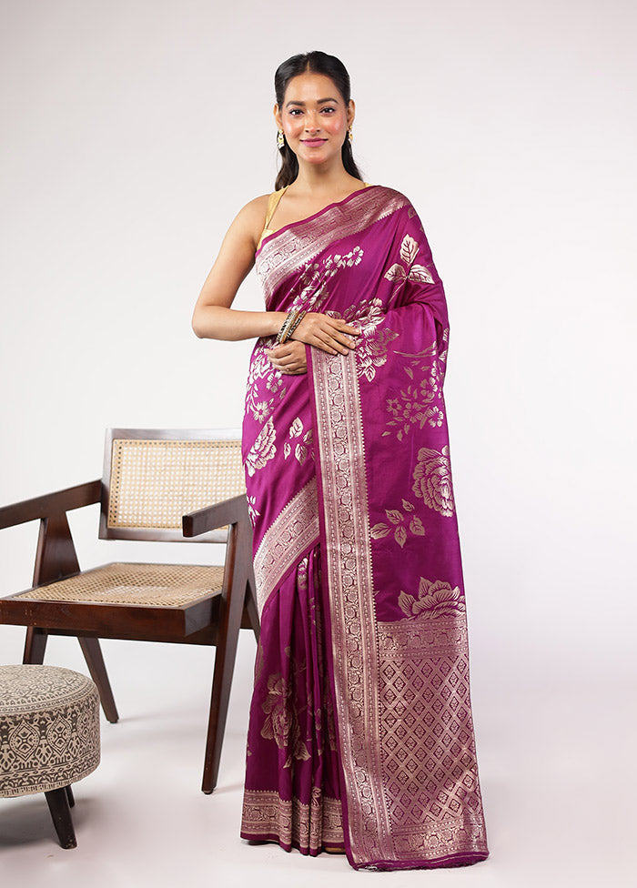 Purple Dupion Silk Saree With Blouse Piece