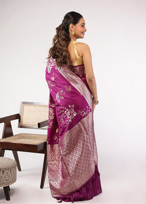 Purple Dupion Silk Saree With Blouse Piece