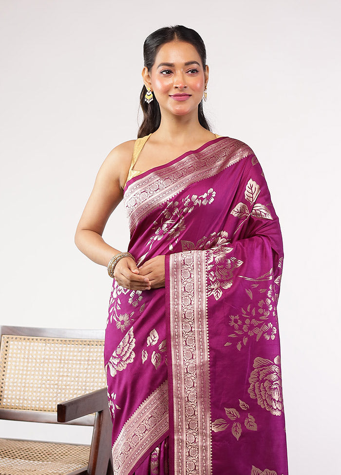 Purple Dupion Silk Saree With Blouse Piece
