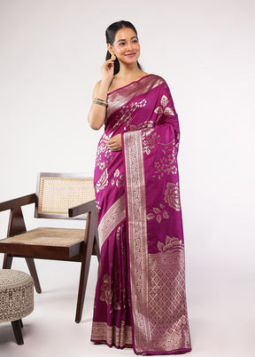 Purple Dupion Silk Saree With Blouse Piece