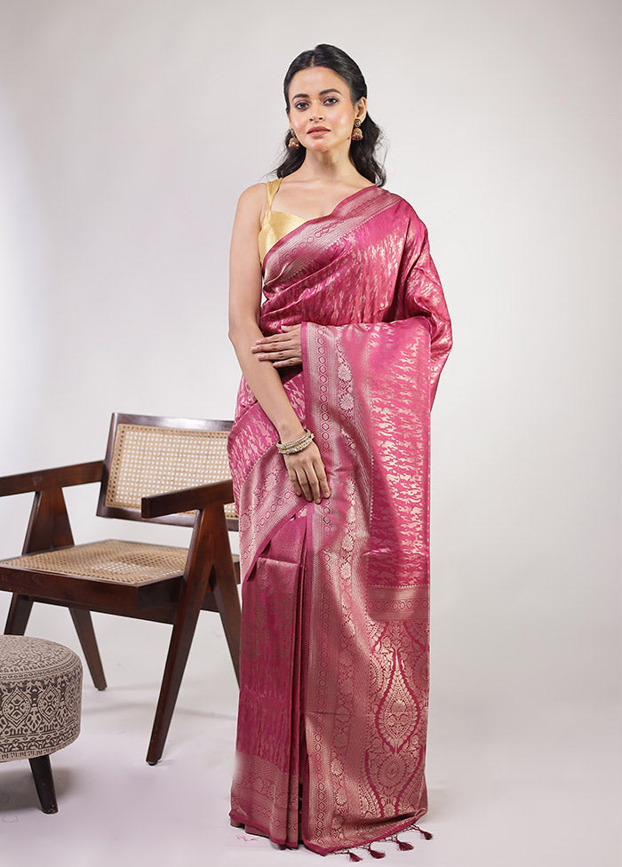 Pink Dupion Silk Saree With Blouse Piece