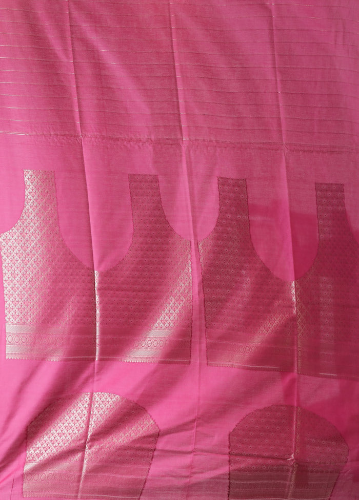 Pink Dupion Silk Saree With Blouse Piece