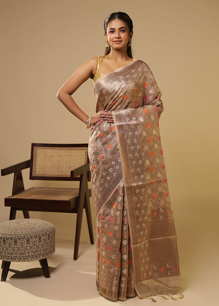 Cream Tissue Silk Saree With Blouse Piece