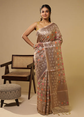 Cream Tissue Silk Saree With Blouse Piece