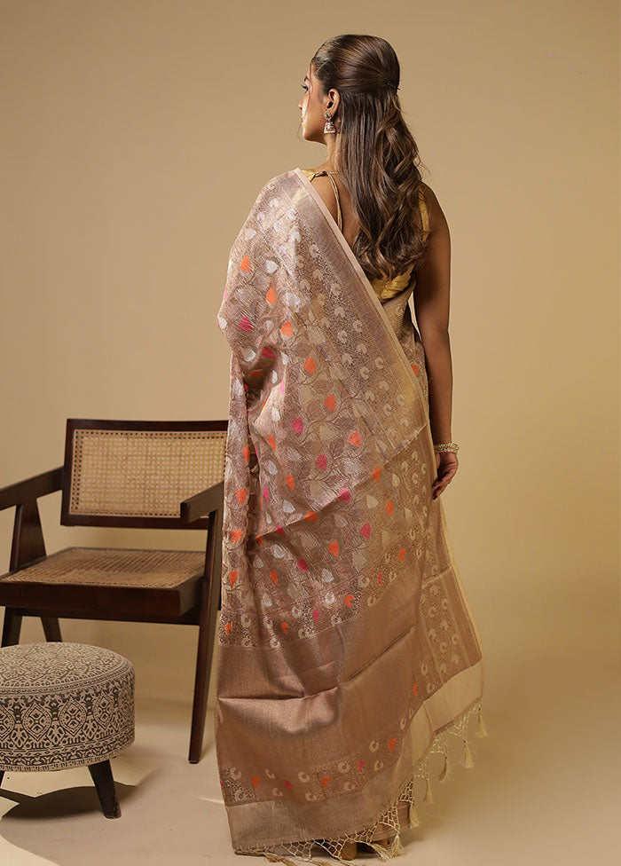Cream Tissue Silk Saree With Blouse Piece