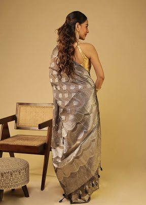 Grey Tissue Silk Saree With Blouse Piece