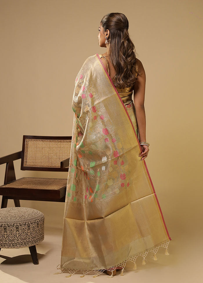 Green Tissue Silk Saree With Blouse Piece