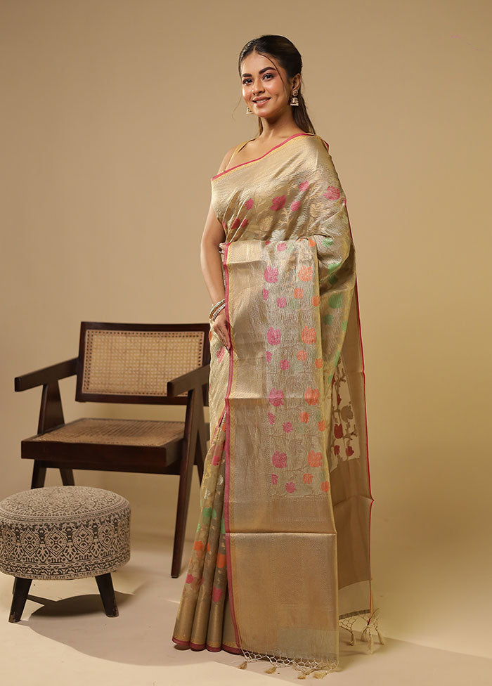Green Tissue Silk Saree With Blouse Piece