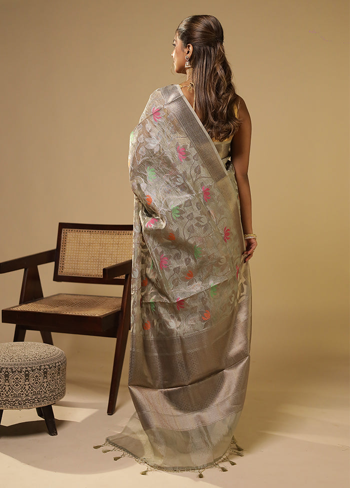Cream Tissue Silk Saree With Blouse Piece