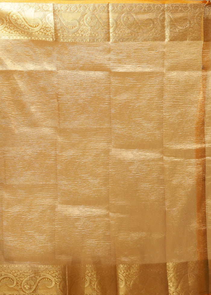 Yellow Tissue Silk Saree With Blouse Piece