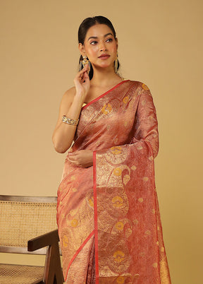 Pink Tissue Silk Saree With Blouse Piece