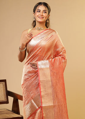 Pink Tissue Silk Saree With Blouse Piece