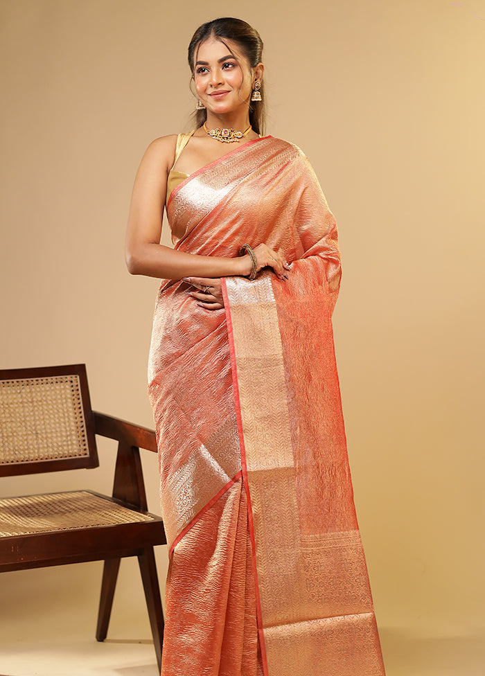 Pink Tissue Silk Saree With Blouse Piece