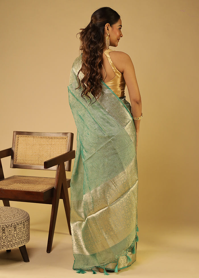 Green Tissue Silk Saree With Blouse Piece