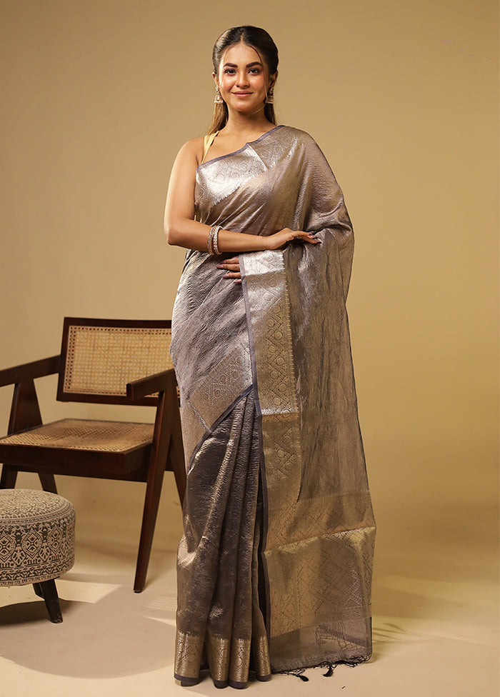 Purple Tissue Silk Saree With Blouse Piece