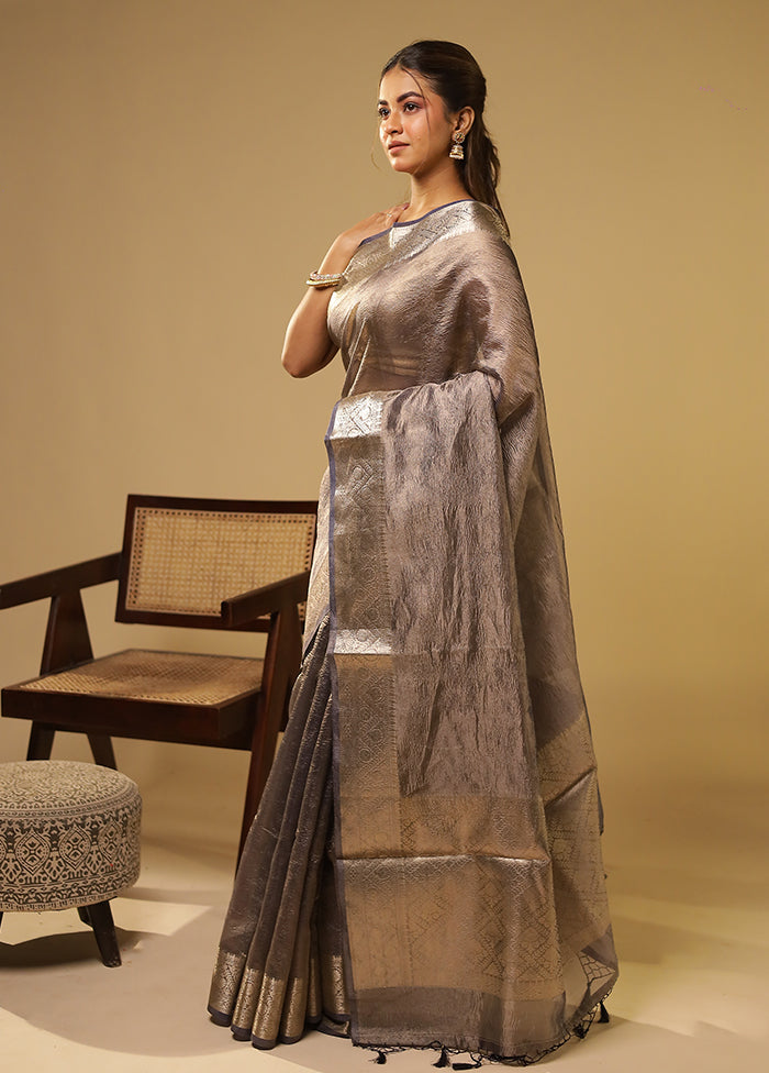 Purple Tissue Silk Saree With Blouse Piece