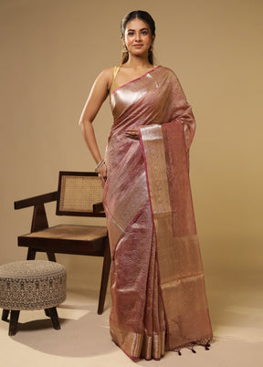 Purple Tissue Silk Saree With Blouse Piece