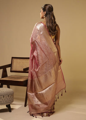 Purple Tissue Silk Saree With Blouse Piece