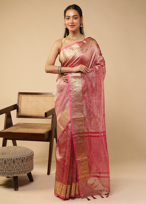 Purple Tissue Silk Saree With Blouse Piece
