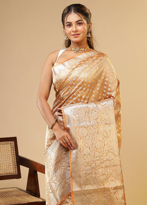 Yellow Tissue Silk Saree With Blouse Piece