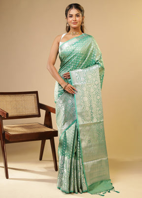 Green Tissue Silk Saree With Blouse Piece