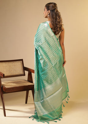 Green Tissue Silk Saree With Blouse Piece