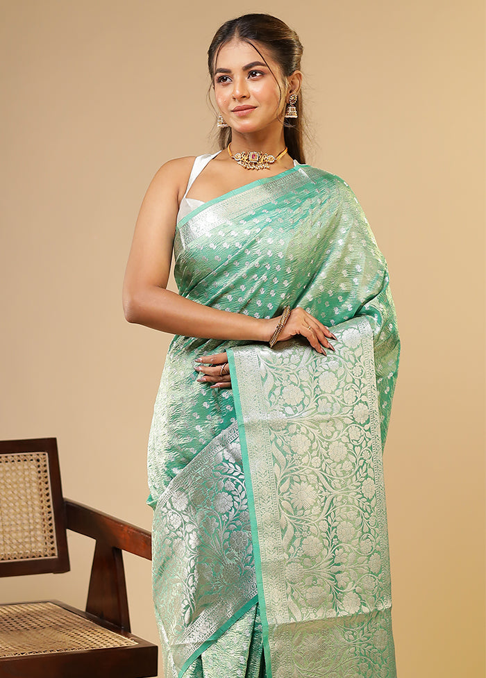 Green Tissue Silk Saree With Blouse Piece