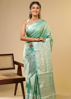 Green Tissue Silk Saree With Blouse Piece