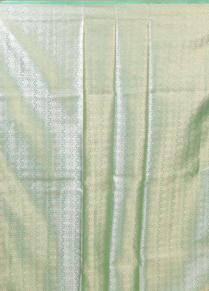 Green Tissue Silk Saree With Blouse Piece