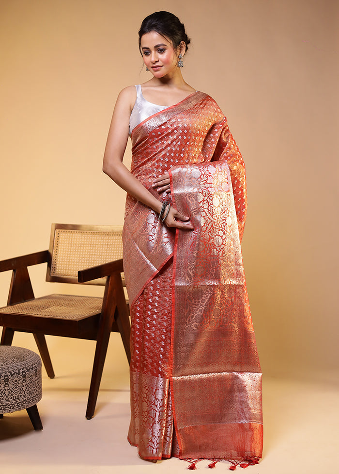 Pink Tissue Silk Saree With Blouse Piece