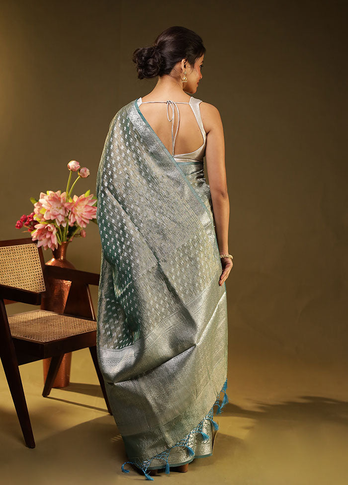Green Tissue Silk Saree With Blouse Piece