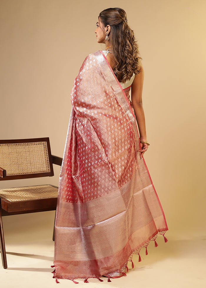 Pink Tissue Silk Saree With Blouse Piece