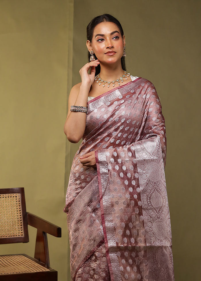 Purple Tissue Silk Saree With Blouse Piece