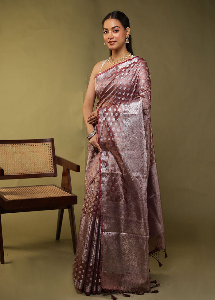 Purple Tissue Silk Saree With Blouse Piece
