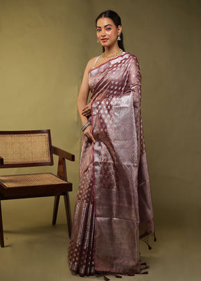 Purple Tissue Silk Saree With Blouse Piece