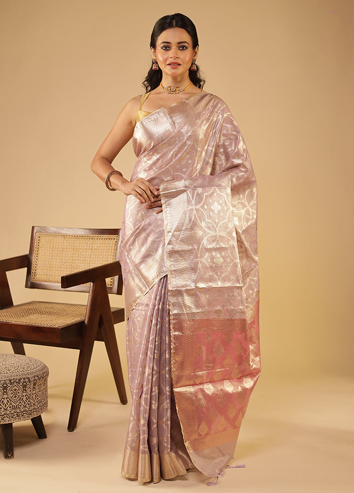 Purple Tissue Silk Saree With Blouse Piece