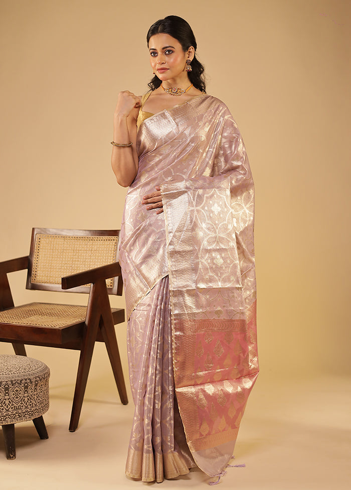 Purple Tissue Silk Saree With Blouse Piece