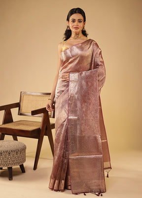 Brown Tissue Silk Saree With Blouse Piece