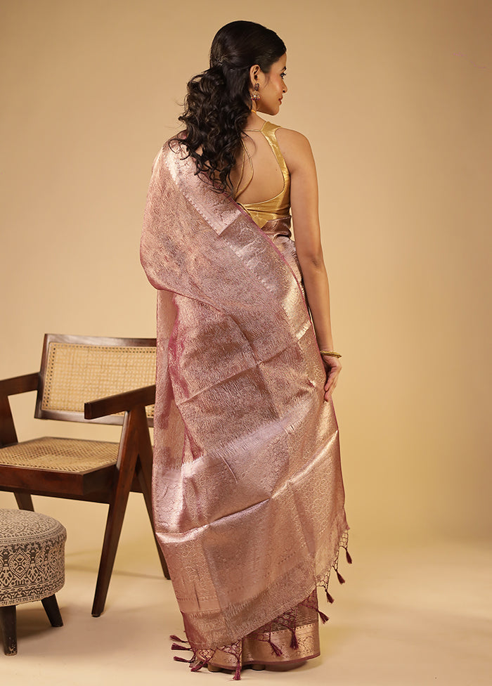 Brown Tissue Silk Saree With Blouse Piece