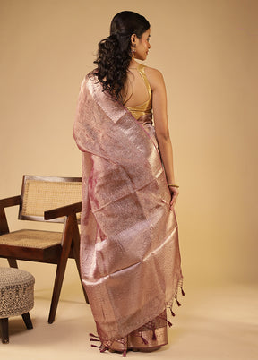 Brown Tissue Silk Saree With Blouse Piece