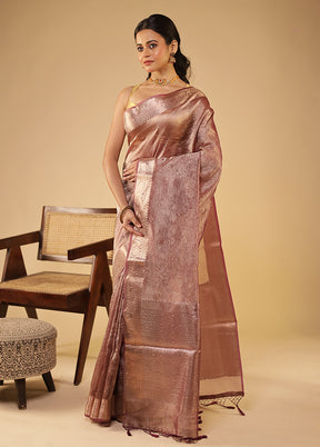 Brown Tissue Silk Saree With Blouse Piece