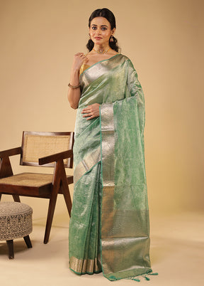 Green Tissue Silk Saree With Blouse Piece