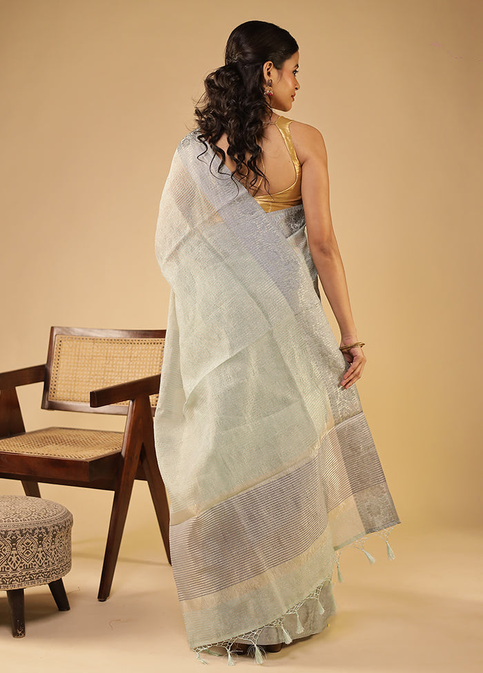Green Tissue Silk Saree With Blouse Piece
