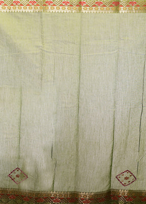 Green Pure Cotton Saree With Blouse Piece