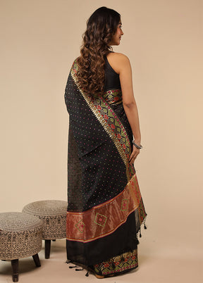 Black Pure Cotton Saree With Blouse Piece